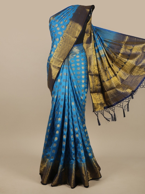 

Pothys Blue & Gold-Coloured Ethnic Motifs Zari Jute Silk Saree