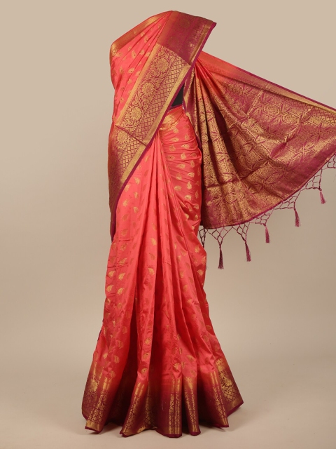

Pothys Pink & Purple Woven Design Zari Jute Silk Saree