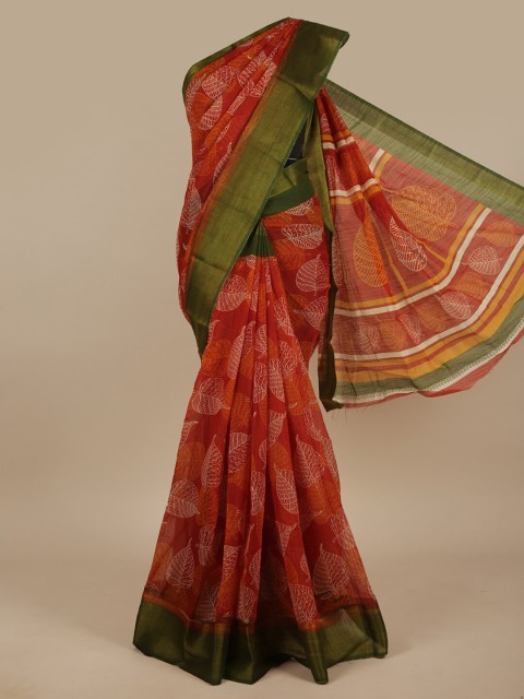 

Pothys Red & Yellow Floral Printed Saree