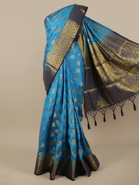 

Pothys Blue & Black Woven Design Jute Silk Saree