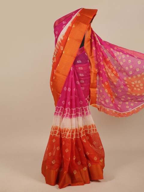 

Pothys Pink & Orange Printed Zari Saree
