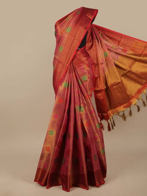 

Pothys Pink & Green Ethnic Motifs Zari Jute Silk Saree