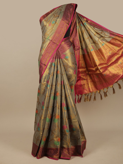 

Pothys Grey & Pink Woven Design Zari Jute Silk Saree