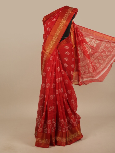 

Pothys Red & White Ethnic Motifs Printed Saree