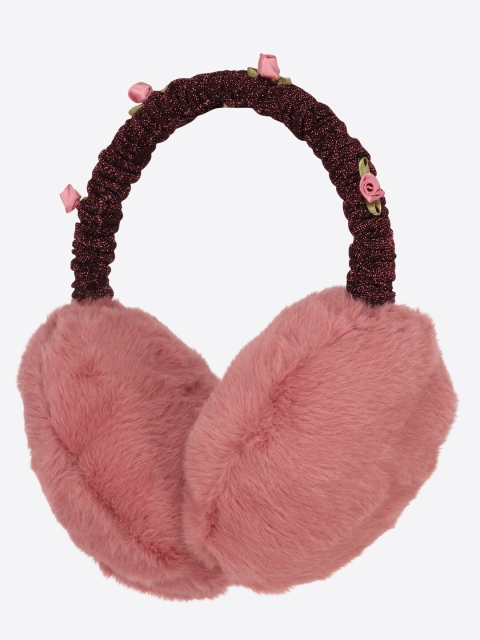 

CUTECUMBER Girls Pink & Black Faux Fur Ear Muffs