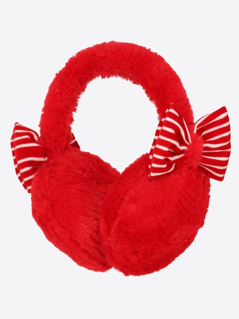 

CUTECUMBER Girls Red & White Faux Fur Ear Muffs