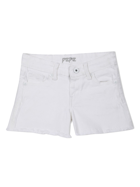 

Pepe Jeans Girls White Regular Fit Denim Shorts
