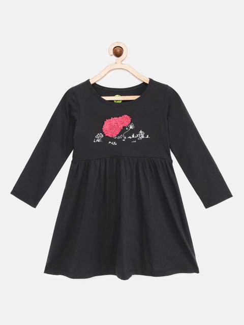 

YK Black Applique Dress