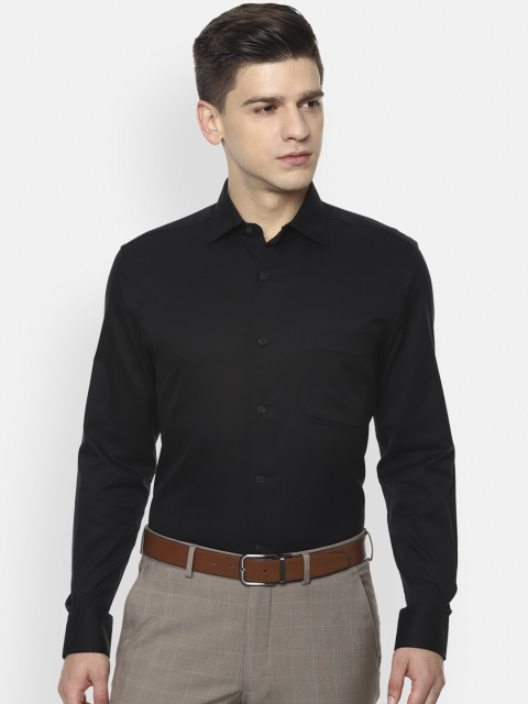 

Louis Philippe Permapress Men Black Opaque Cotton Formal Shirt