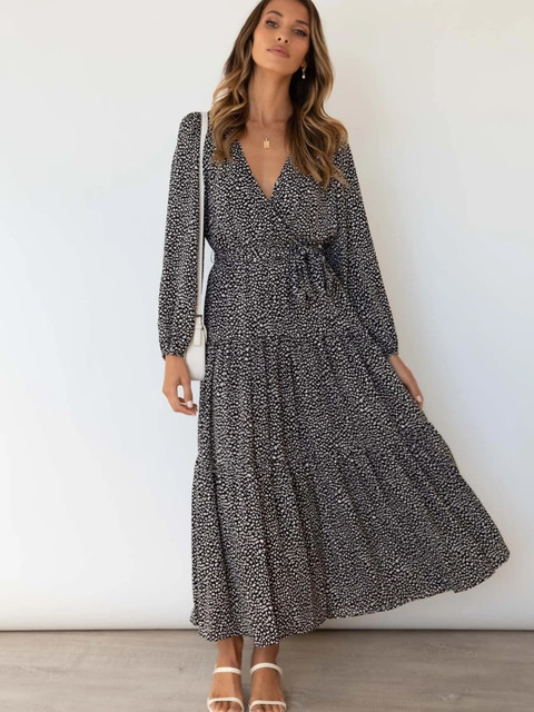 

GRACE & JACK Black & White Animal Printed Cotton Maxi Dress