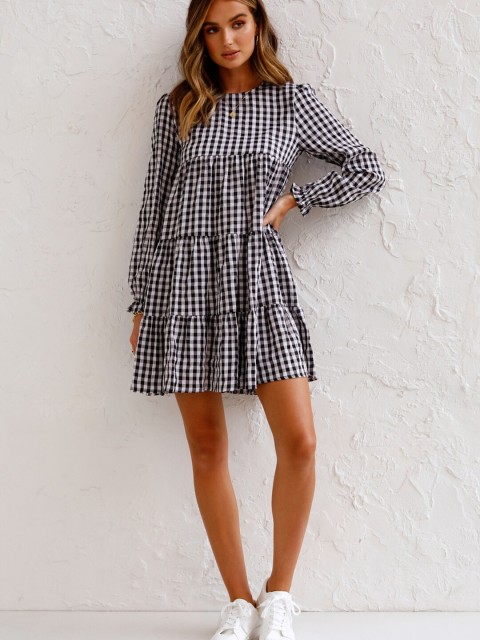 

GRACE & JACK Black Checked A-Line Dress