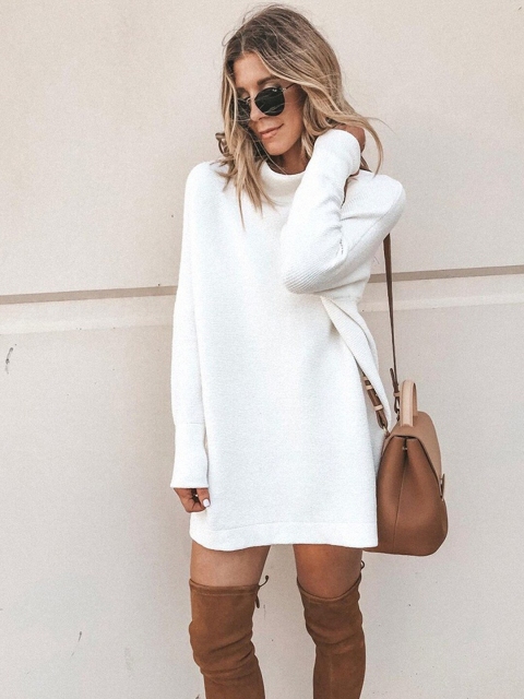 

GRACE & JACK White Sweater Dress