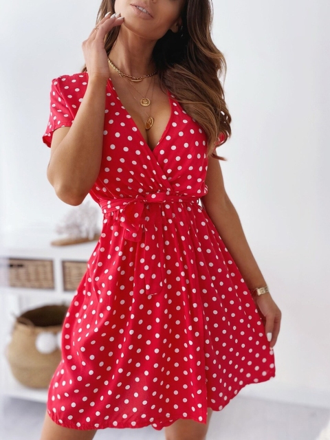 

GRACE & JACK Red Polka Dotted A-Line Dress