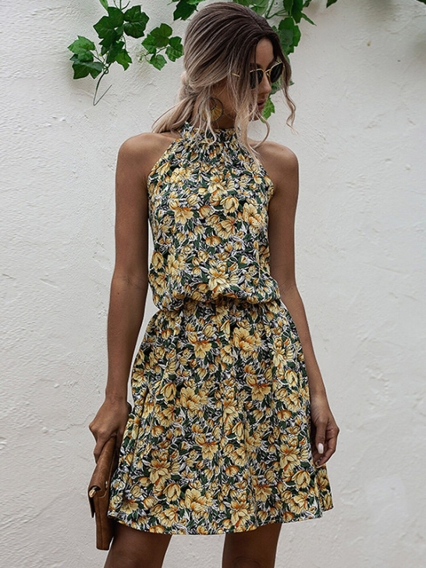 

GRACE & JACK Yellow & Green Floral Dress