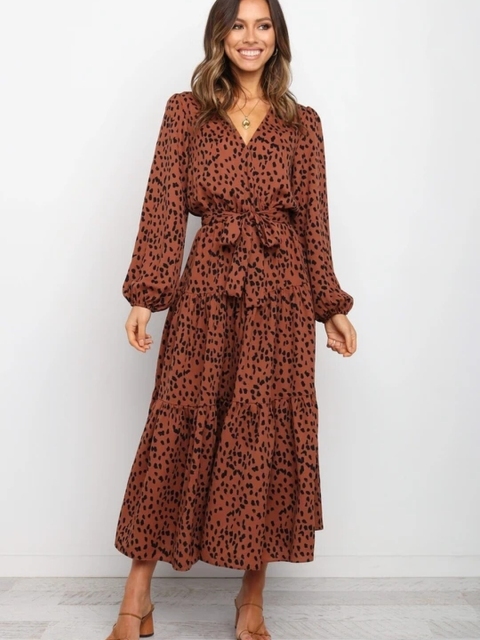 

GRACE & JACK Brown Printed Maxi Dress