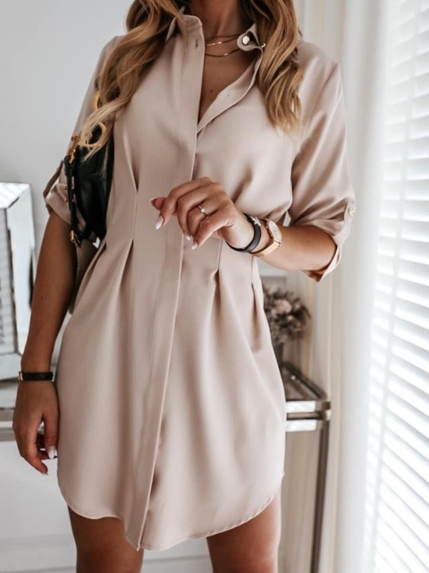 

GRACE & JACK Khaki Brown Cotton Shirt Dress