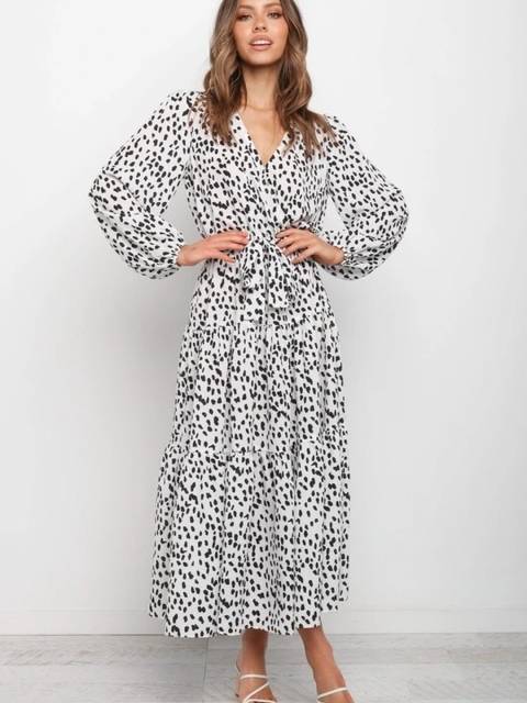 

GRACE & JACK White & Black Leopard Print Cotton Maxi Dress