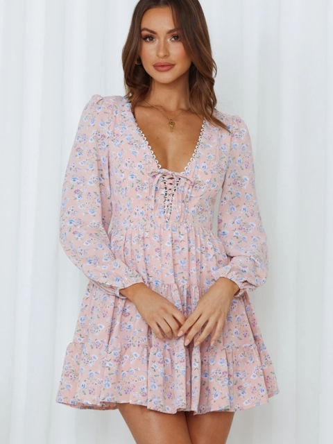 

GRACE & JACK Pink Floral Empire Dress