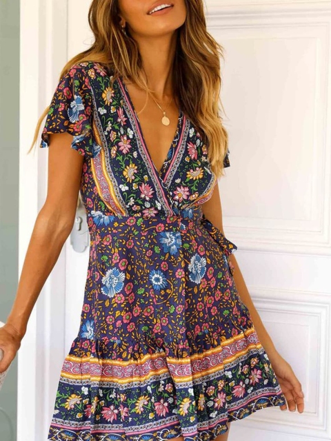 

GRACE & JACK Navy Blue Floral Midi Dress