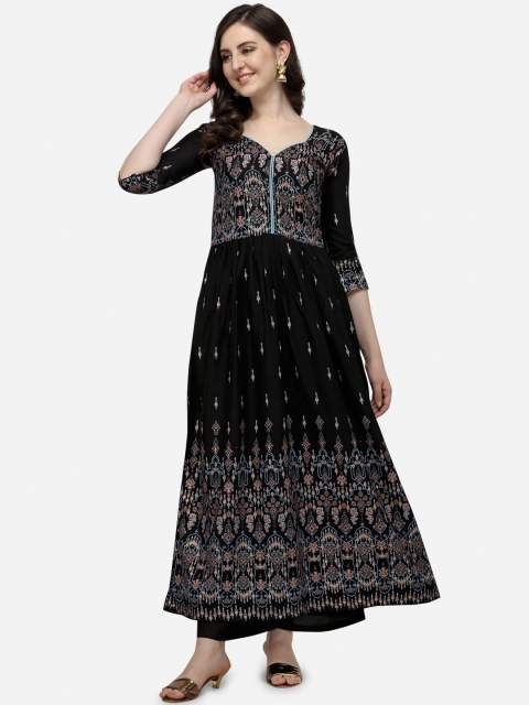 

SAADHVI Black Ethnic Motifs Printed Maxi Dress