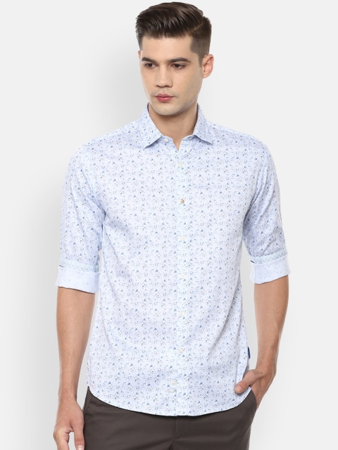 

V Dot Men Blue Slim Fit Floral Opaque Micro Ditsy Printed Casual Shirt