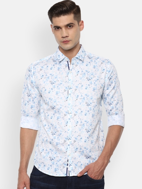 

V Dot Men Blue Slim Fit Floral Opaque Printed Casual Shirt