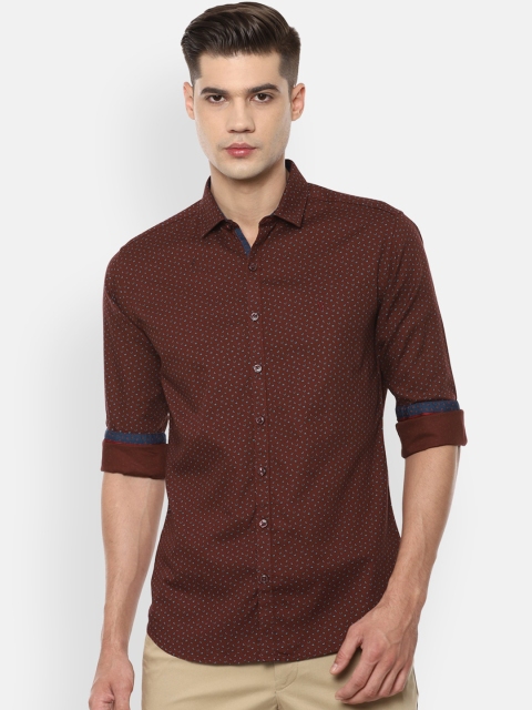

V Dot Men Maroon Slim Fit Opaque Printed Casual Shirt