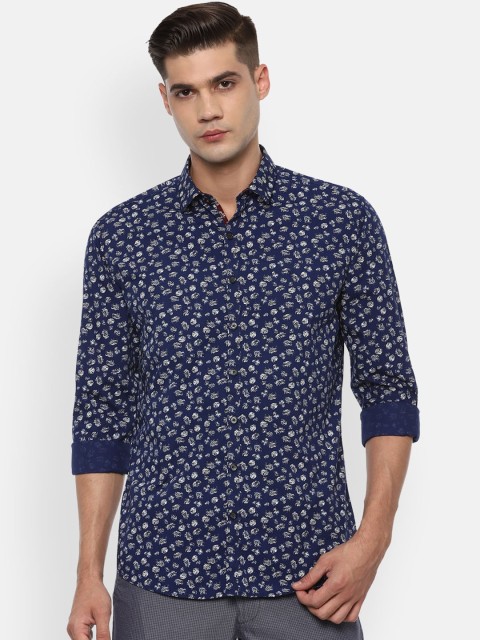 

V Dot Men Navy Blue Slim Fit Floral Opaque Printed Casual Shirt