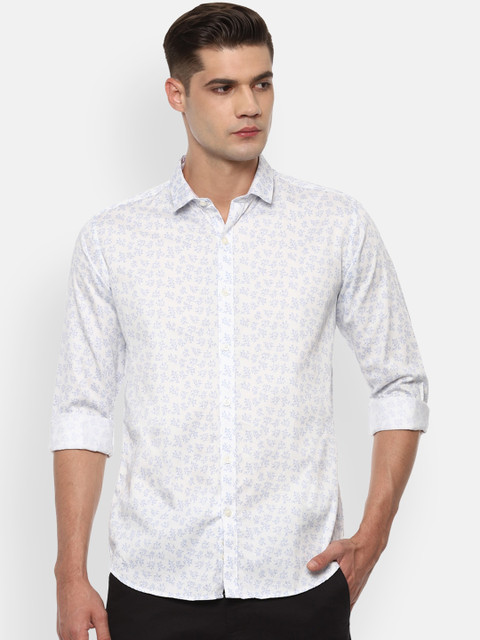 

V Dot Men White Slim Fit Floral Opaque Printed Casual Shirt