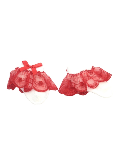 

Spiky Unisex Kids White & Red Lace Socks