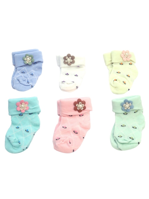 

Spiky Infant Kids Pack Of 6 Patterned Cotton Above Ankle-Length Socks, Blue