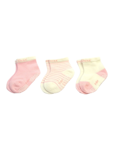 

Spiky Infant Kids Pack Of 3 Cotton Above Ankle-Length Socks, Pink