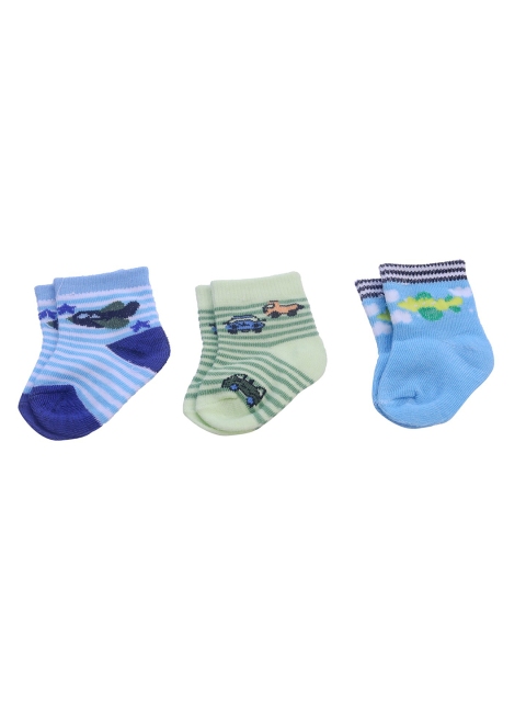 

Spiky Infants Kids Pack Of 3 Patterned Above Ankle-Length Cotton Socks, Green