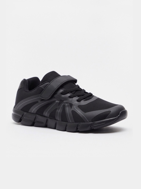 

shoexpress Boys Black Textured Trainers with Hook and Loop Closure