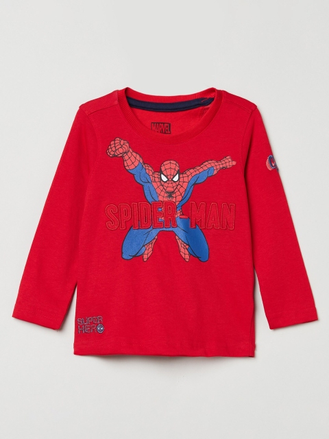 

max Boys Red Printed Applique T-shirt