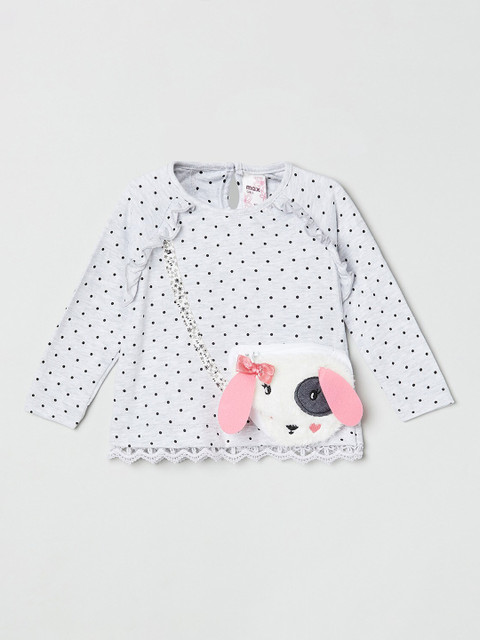 

max Girls Grey Printed Applique T-shirt