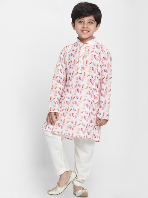 

JBN Creation Boys Pink & White Printed Regular Kurta With Pyjamas