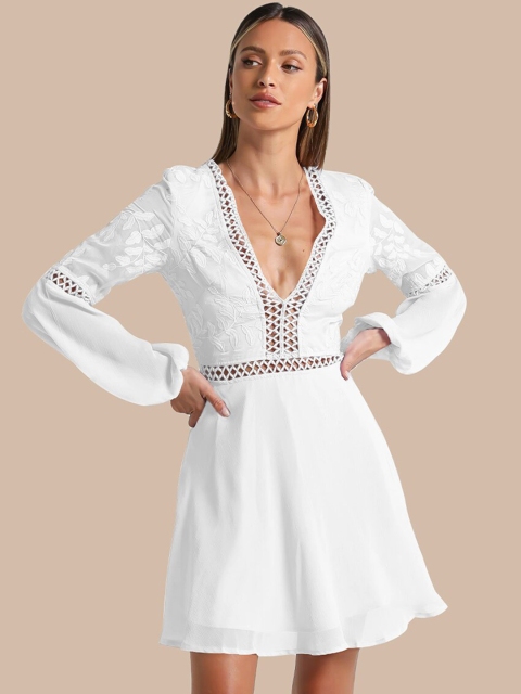 

GRACE & JACK White Floral Embroidered Dress