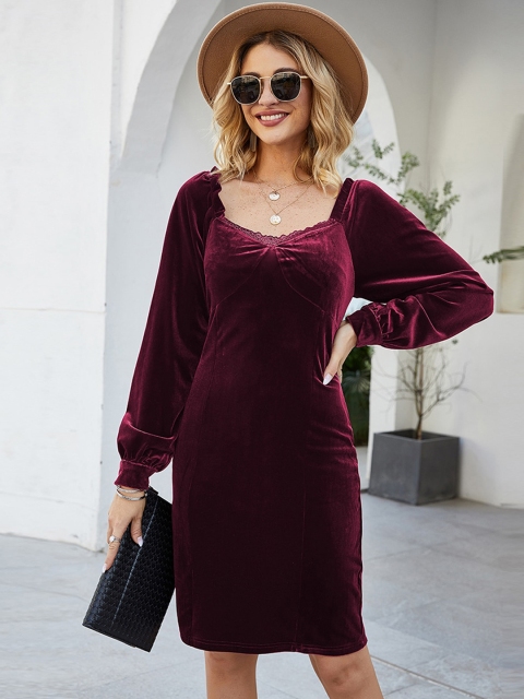

GRACE & JACK Maroon Sheath Dress