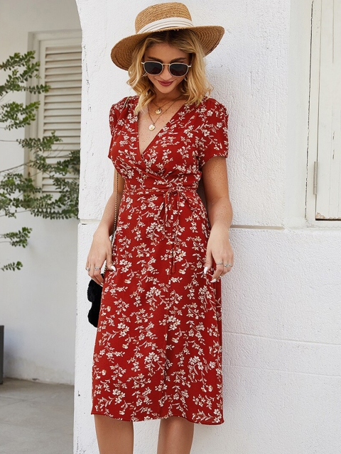 

GRACE & JACK Rust & White Floral Mini Dress
