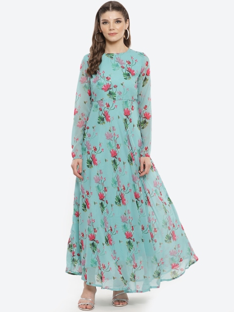 

Luni Sea Green Floral Maxi Dress