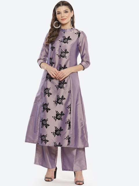 

Luni Women Purple Floral Printed Regular Kurta with Palazzos