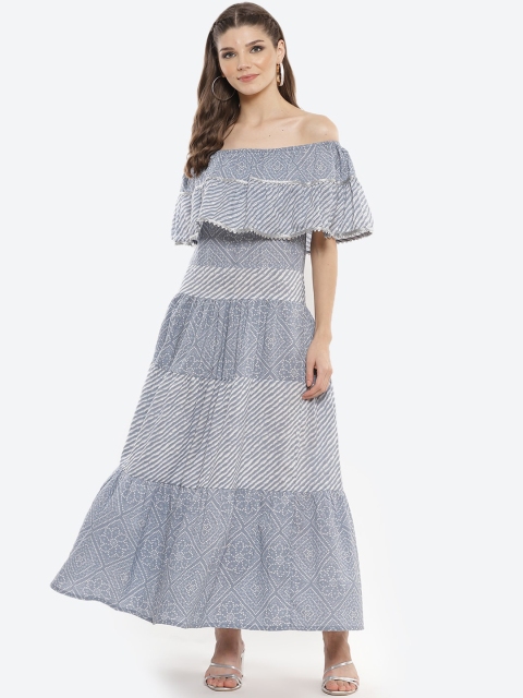 

Luni Woman Blue Off-Shoulder Maxi Dress