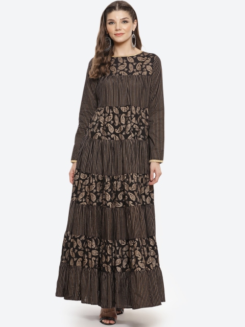 

Luni Women Black Ethnic Motifs Printed Tiered Anarkali Kurta