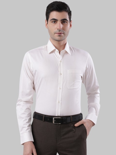 

Raymond Men Yellow & White Slim Fit Opaque Printed Formal Shirt