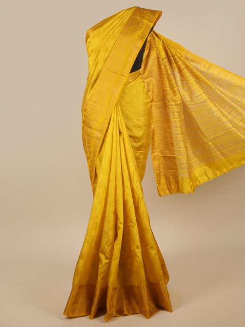

Pothys Yellow & Gold-Coloured Ethnic Motifs Zari Jute Silk Saree