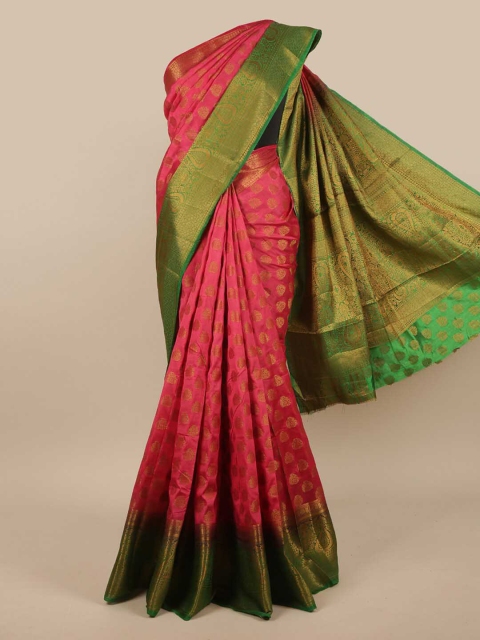 

Pothys Pink & Green Ethnic Motifs Jute Silk Saree