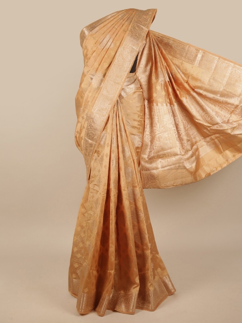

Pothys Beige & Gold-Toned Ethnic Motifs Jute Silk Saree