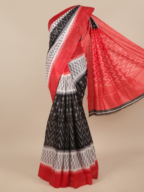 

Pothys Red & Black Jute Silk Dabu Saree