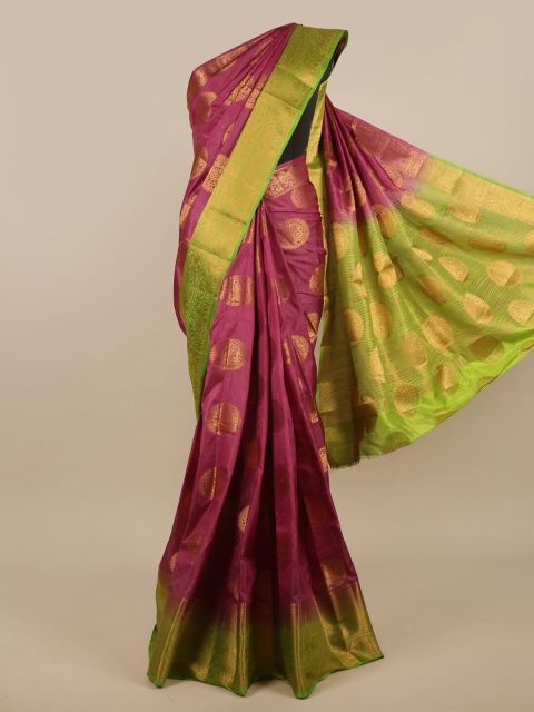 

Pothys Pink & Green Ethnic Motifs Zari Jute Silk Saree